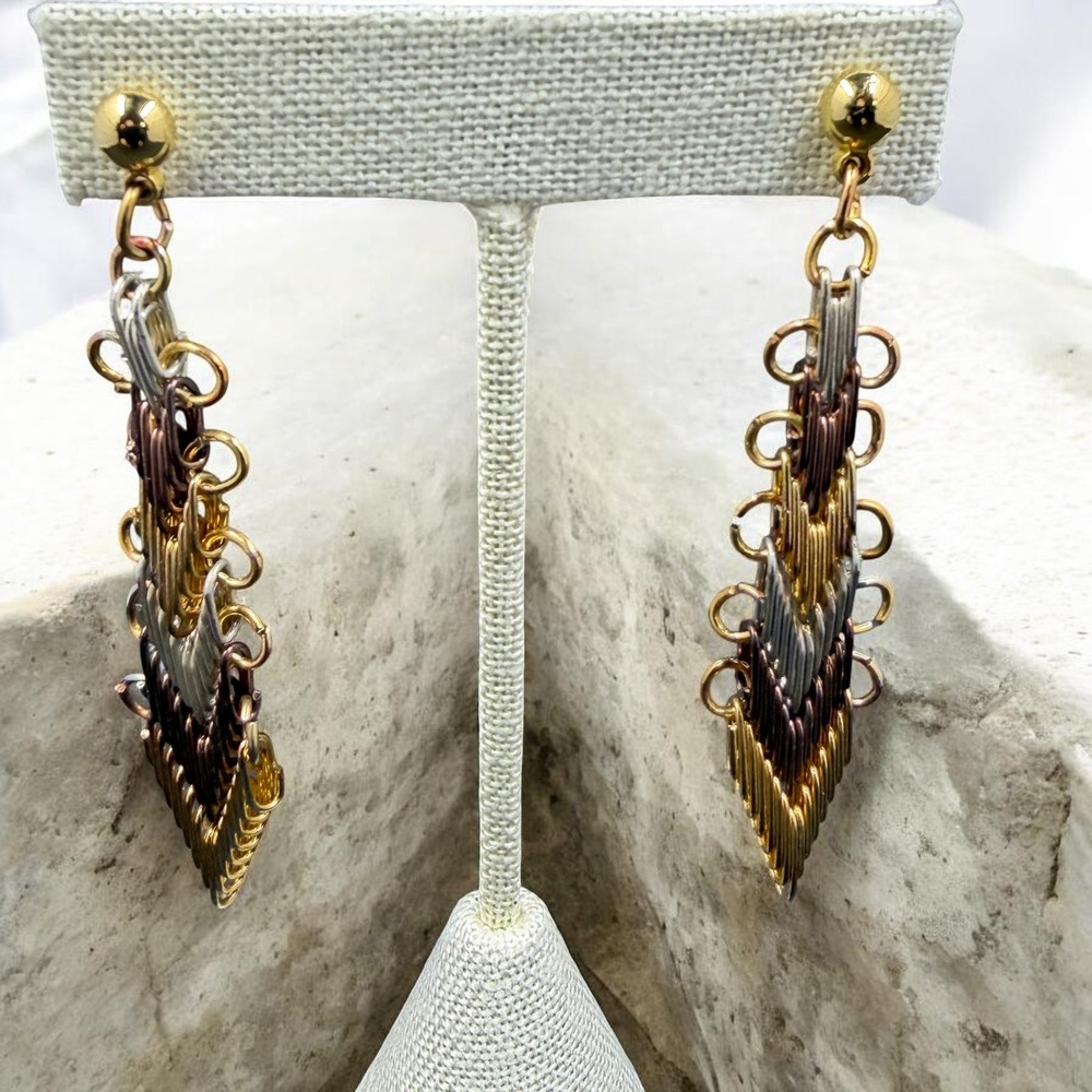 Boho‎ Geometric Dangle Earrings Mixed Metal Statement Retro Vintage Chic Jewelry